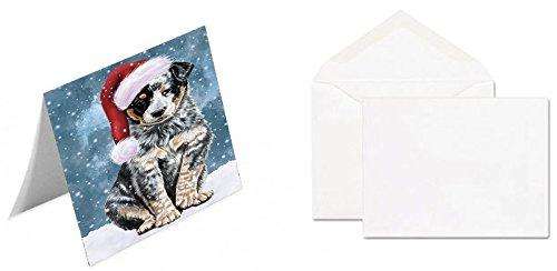 Let It Snow Christmas Happy Holidays Australian Cattle Dog Handmade Artwork Assorted Pets Greeting Cards and Note Cards with Envelopes for All Occasions and Holiday Seasons GCD1200