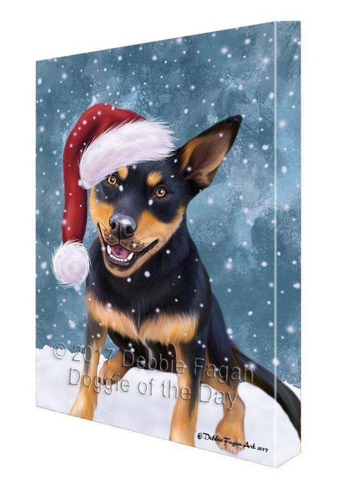 Let It Snow Christmas Happy Holidays Australian Kelpie Black And Tan Print on Canvas Wall Art CVS126