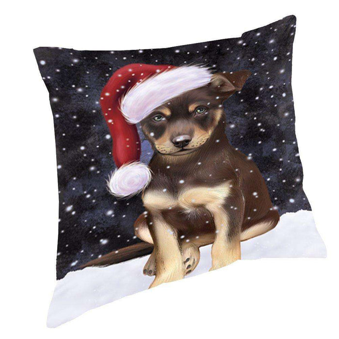 Let It Snow Christmas Happy Holidays Australian Kelpie Dog Throw Pillow PIL888