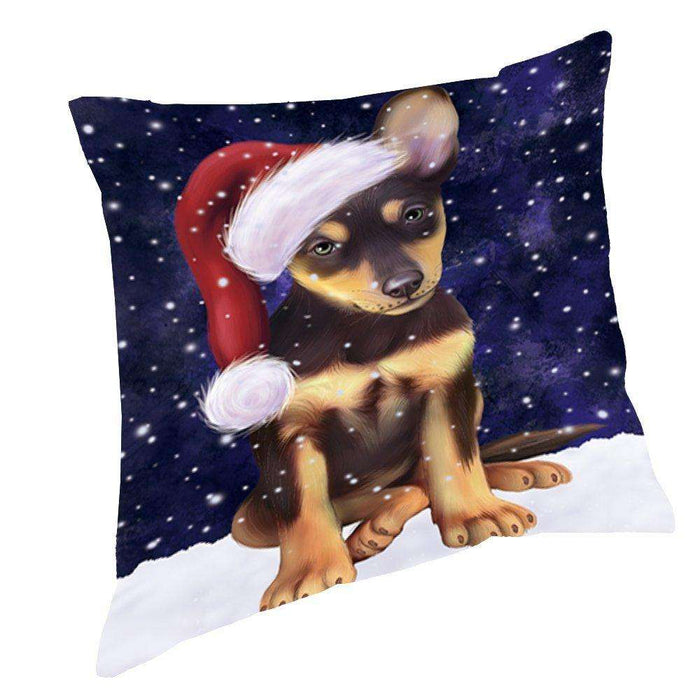 Let It Snow Christmas Happy Holidays Australian Kelpie Dog Throw Pillow PIL892