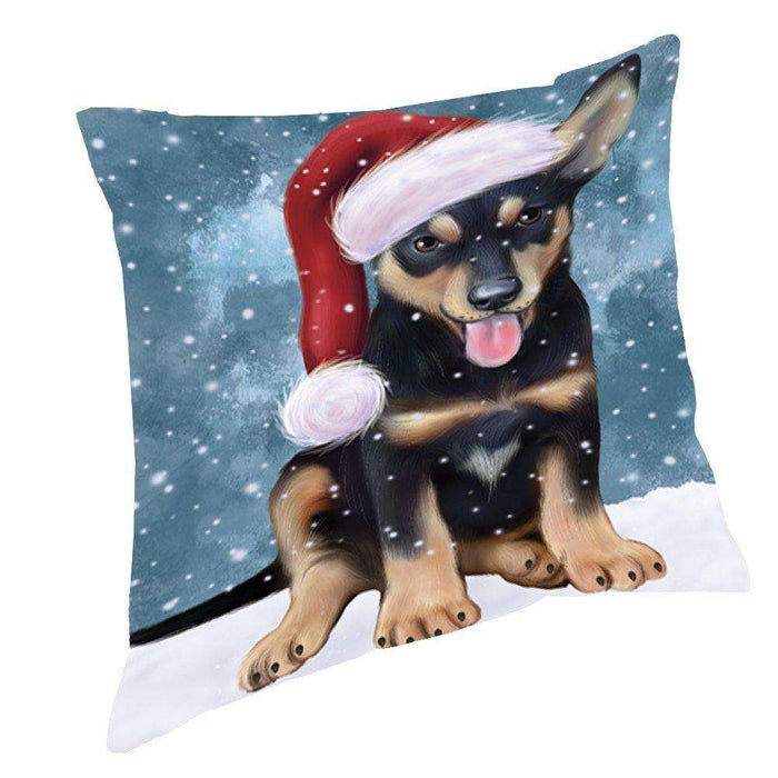 Let It Snow Christmas Happy Holidays Australian Kelpie Dog Throw Pillow PIL896