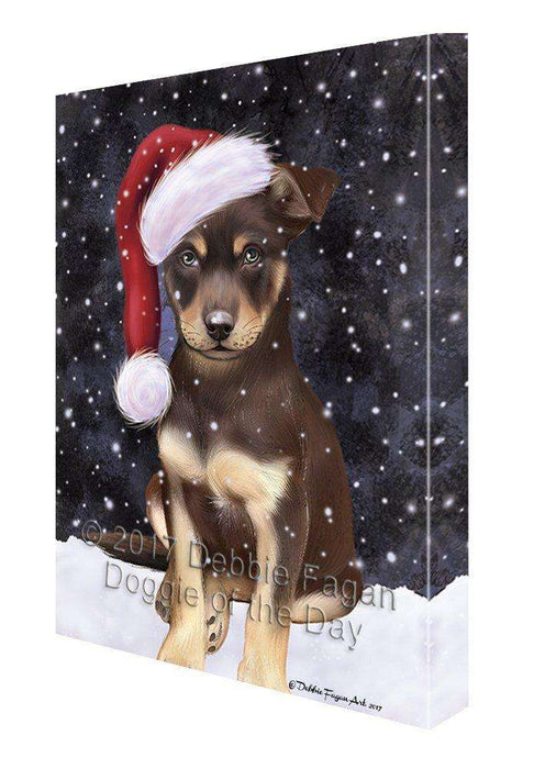 Let It Snow Christmas Happy Holidays Australian Kelpies Black Dog Print on Canvas Wall Art CVS900