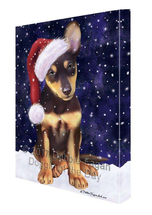 Let It Snow Christmas Happy Holidays Australian Kelpies Blue Dog Print on Canvas Wall Art CVS909