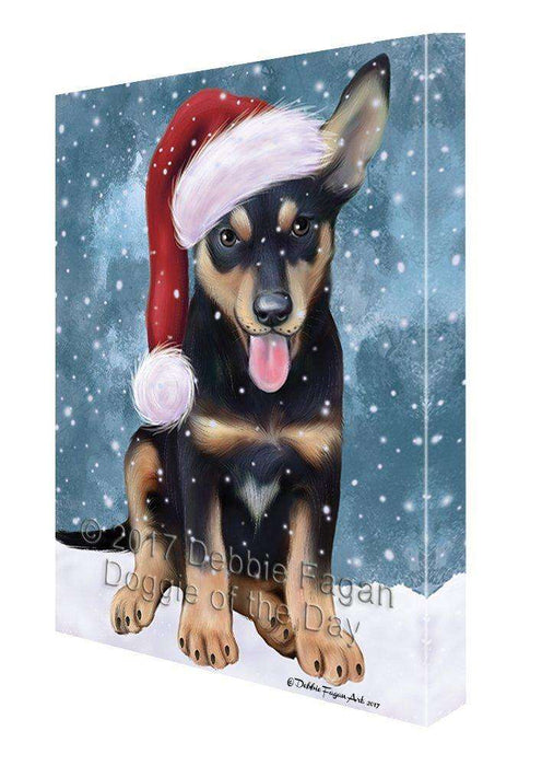 Let It Snow Christmas Happy Holidays Australian Kelpies Light Blue Dog Print on Canvas Wall Art CVS918