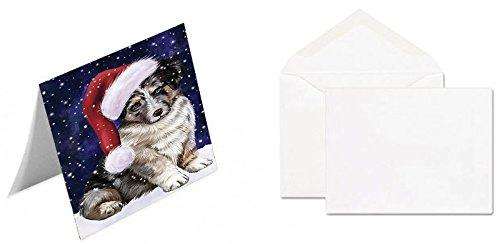 Let It Snow Christmas Happy Holidays Australian Shepherd Dog Handmade Artwork Assorted Pets Greeting Cards and Note Cards with Envelopes for All Occasions and Holiday Seasons GCD1210