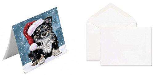 Let It Snow Christmas Happy Holidays Australian Shepherd Dog Handmade Artwork Assorted Pets Greeting Cards and Note Cards with Envelopes for All Occasions and Holiday Seasons GCD1215