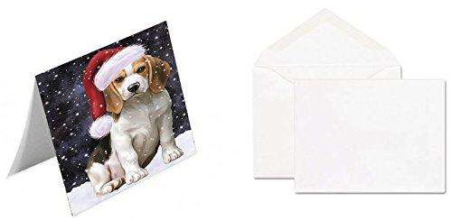 Let It Snow Christmas Happy Holidays Beagle Dog Handmade Artwork Assorted Pets Greeting Cards and Note Cards with Envelopes for All Occasions and Holiday Seasons GCD1220