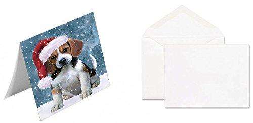 Let It Snow Christmas Happy Holidays Beagle Dog Handmade Artwork Assorted Pets Greeting Cards and Note Cards with Envelopes for All Occasions and Holiday Seasons GCD1230