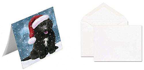 Let It Snow Christmas Happy Holidays Belgian Shepherd Dog Handmade Artwork Assorted Pets Greeting Cards and Note Cards with Envelopes for All Occasions and Holiday Seasons GCD1245