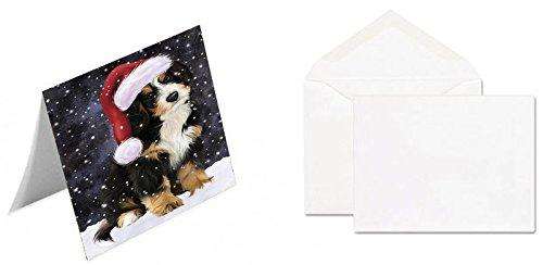 Let It Snow Christmas Happy Holidays Bernedoodle Dog Handmade Artwork Assorted Pets Greeting Cards and Note Cards with Envelopes for All Occasions and Holiday Seasons GCD1250