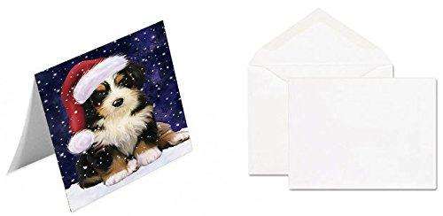 Let It Snow Christmas Happy Holidays Bernedoodle Dog Handmade Artwork Assorted Pets Greeting Cards and Note Cards with Envelopes for All Occasions and Holiday Seasons GCD1255