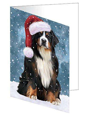 Let It Snow Christmas Happy Holidays Bernese Mountain Dog Handmade Artwork Assorted Pets Greeting Cards and Note Cards with Envelopes for All Occasions and Holiday Seasons GCD1410