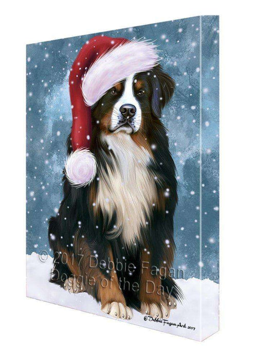 Let It Snow Christmas Happy Holidays Bernese Mountain Dog Print on Canvas Wall Art CSV153