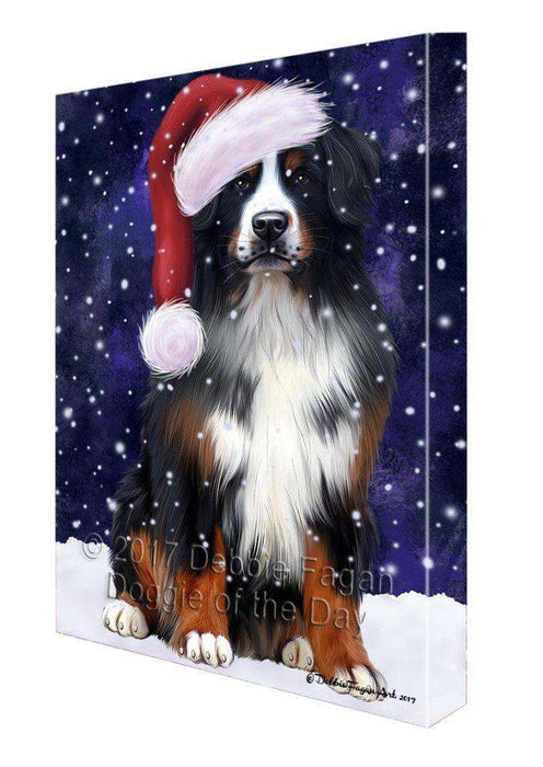 Let It Snow Christmas Happy Holidays Bernese Mountain Dog Print on Canvas Wall Art CVS144