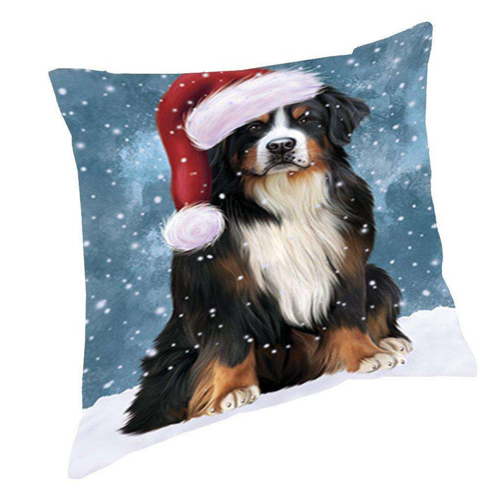 Let It Snow Christmas Happy Holidays Bernese Mountain Dog Throw Pillow PIL904