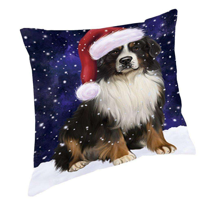 Let It Snow Christmas Happy Holidays Bernese Mountain Dog Throw Pillow PIL908