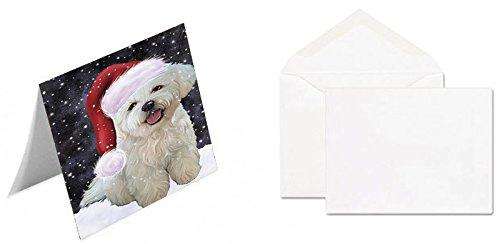 Let It Snow Christmas Happy Holidays Bichon Frise Dog Handmade Artwork Assorted Pets Greeting Cards and Note Cards with Envelopes for All Occasions and Holiday Seasons GCD1285
