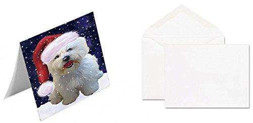 Let It Snow Christmas Happy Holidays Bichon Frise Dog Handmade Artwork Assorted Pets Greeting Cards and Note Cards with Envelopes for All Occasions and Holiday Seasons GCD1290