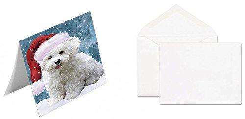 Let It Snow Christmas Happy Holidays Bichon Frise Dog Handmade Artwork Assorted Pets Greeting Cards and Note Cards with Envelopes for All Occasions and Holiday Seasons GCD1295