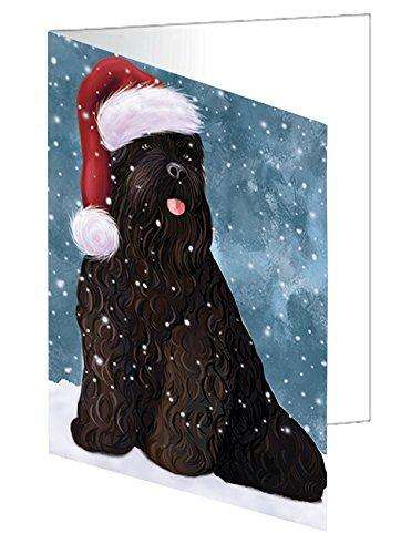 Let It Snow Christmas Happy Holidays Black Russian Terrier Dog Handmade Artwork Assorted Pets Greeting Cards and Note Cards with Envelopes for All Occasions and Holiday Seasons GCD1420