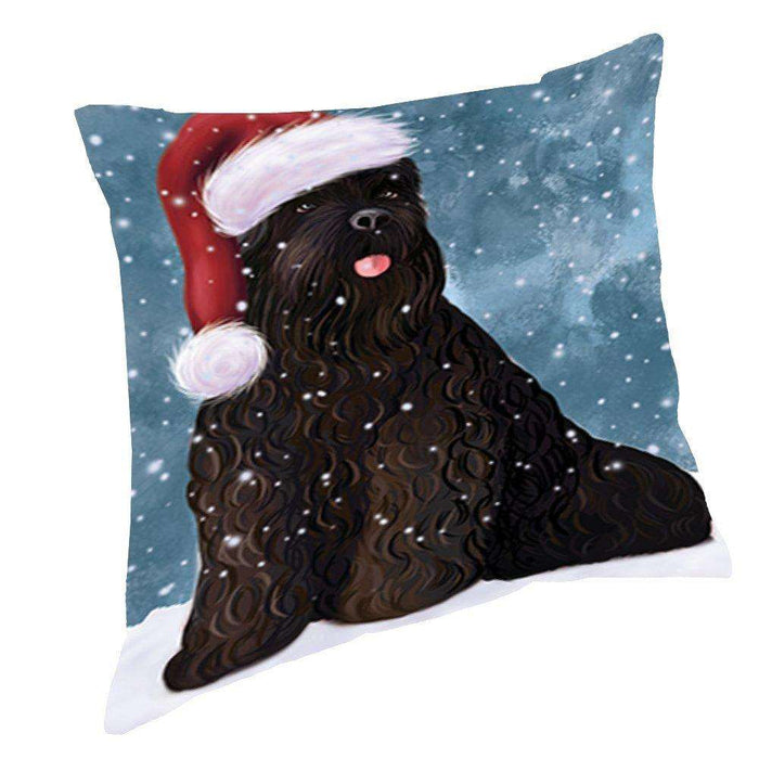 Let It Snow Christmas Happy Holidays Black Russian Terrier Dog Throw Pillow PIL912