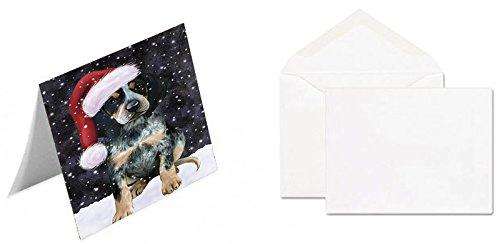 Let It Snow Christmas Happy Holidays Bluetick Coonhound Dog Handmade Artwork Assorted Pets Greeting Cards and Note Cards with Envelopes for All Occasions and Holiday Seasons GCD1300
