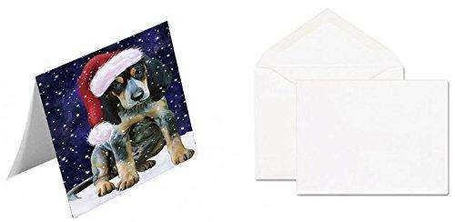 Let It Snow Christmas Happy Holidays Bluetick Coonhound Dog Handmade Artwork Assorted Pets Greeting Cards and Note Cards with Envelopes for All Occasions and Holiday Seasons GCD1305