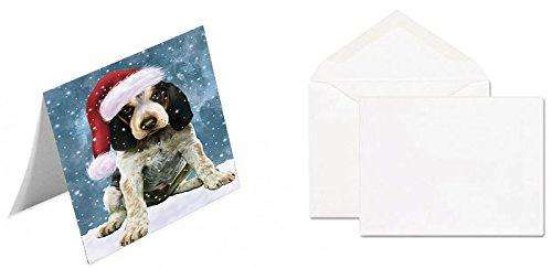 Let It Snow Christmas Happy Holidays Bluetick Coonhound Dog Handmade Artwork Assorted Pets Greeting Cards and Note Cards with Envelopes for All Occasions and Holiday Seasons GCD1310