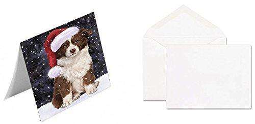Let It Snow Christmas Happy Holidays Border Collie Dog Handmade Artwork Assorted Pets Greeting Cards and Note Cards with Envelopes for All Occasions and Holiday Seasons GCD1315