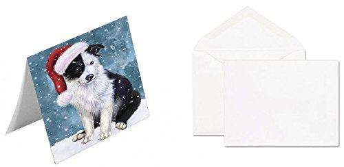 Let It Snow Christmas Happy Holidays Border Collie Dog Handmade Artwork Assorted Pets Greeting Cards and Note Cards with Envelopes for All Occasions and Holiday Seasons GCD1325