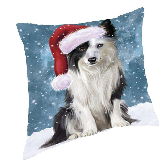 Let It Snow Christmas Happy Holidays Border Collie Dog Throw Pillow PIL916