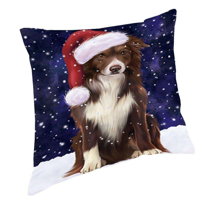 Let It Snow Christmas Happy Holidays Border Collie Dog Throw Pillow PIL920