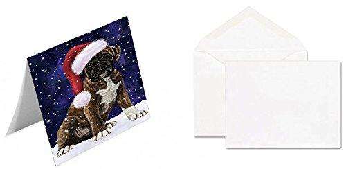 Let It Snow Christmas Happy Holidays Boxer Dog Handmade Artwork Assorted Pets Greeting Cards and Note Cards with Envelopes for All Occasions and Holiday Seasons GCD1350