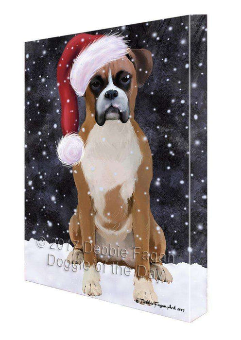 Let It Snow Christmas Happy Holidays Boxer Dog Print on Canvas Wall Art CSV162