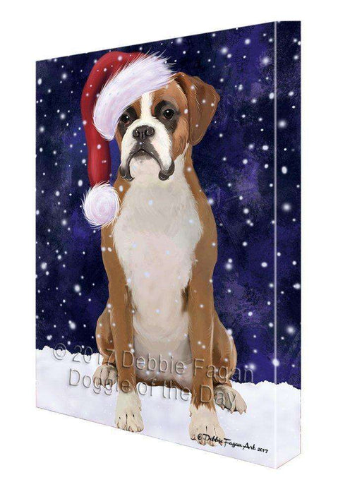 Let It Snow Christmas Happy Holidays Boxer Dog Print on Canvas Wall Art CSV171