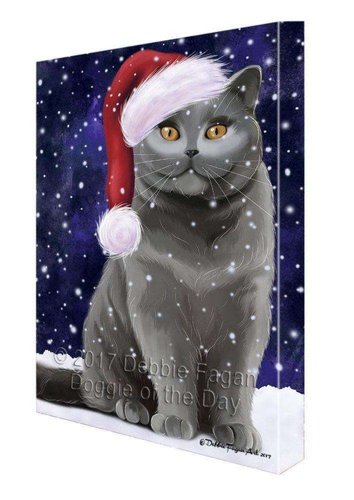 Let It Snow Christmas Happy Holidays British Shorthair Print on Canvas Wall Art CVS180
