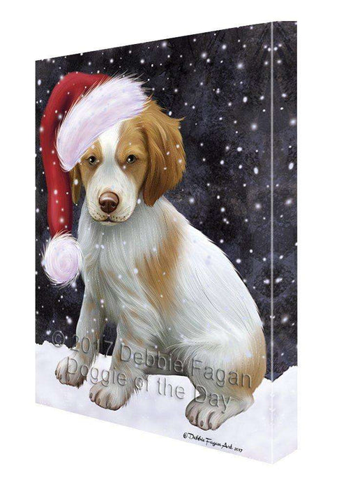 Let It Snow Christmas Happy Holidays Brittany Spaniel Black Dog Print on Canvas Wall Art CVS927