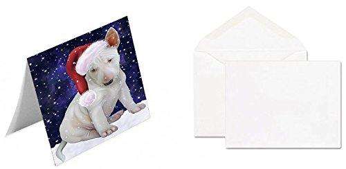 Let It Snow Christmas Happy Holidays Bull Terrier Dog Handmade Artwork Assorted Pets Greeting Cards and Note Cards with Envelopes for All Occasions and Holiday Seasons GCD1365