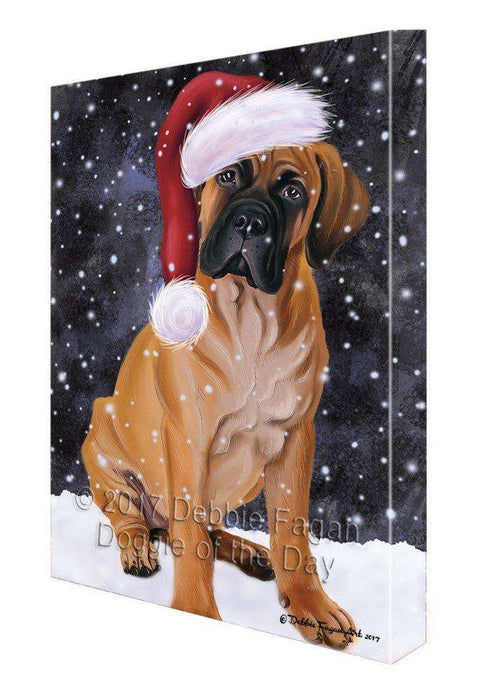 Let It Snow Christmas Happy Holidays Bullmastiff Dog Print on Canvas Wall Art CVS198