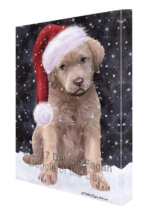 Let It Snow Christmas Happy Holidays Chesapeake Bay Retriever Black Dog Print on Canvas Wall Art CVS954