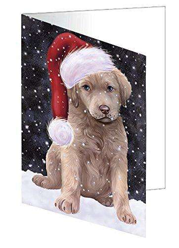 Let It Snow Christmas Happy Holidays Chesapeake Bay Retriever Dog Handmade Artwork Assorted Pets Greeting Cards and Note Cards with Envelopes for All Occasions and Holiday Seasons GCD1130