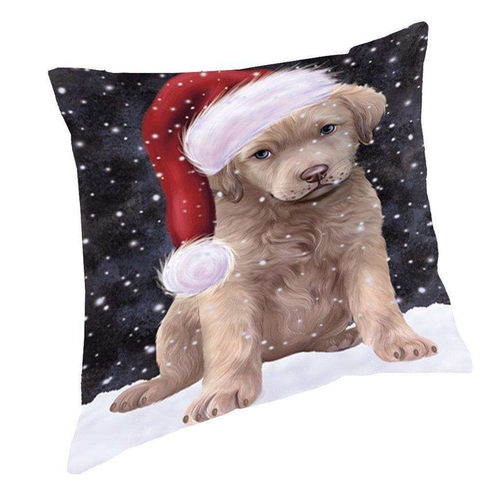 Let It Snow Christmas Happy Holidays Chesapeake Bay Retriever Dog Throw Pillow PIL940