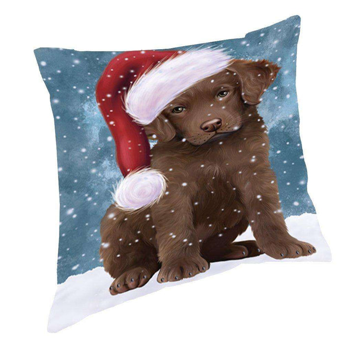 Let It Snow Christmas Happy Holidays Chesapeake Bay Retriever Dog Throw Pillow PIL948