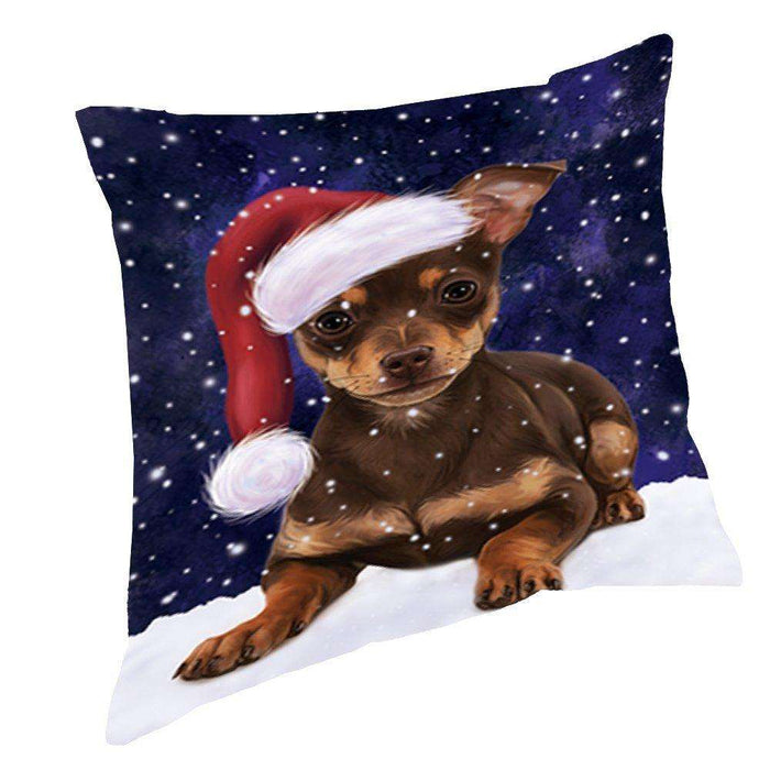 Let It Snow Christmas Happy Holidays Chihuahua Puppy Throw Pillow PIL952