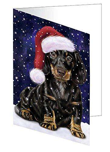Let It Snow Christmas Happy Holidays Dachshund Dog Handmade Artwork Assorted Pets Greeting Cards and Note Cards with Envelopes for All Occasions and Holiday Seasons GCD1445