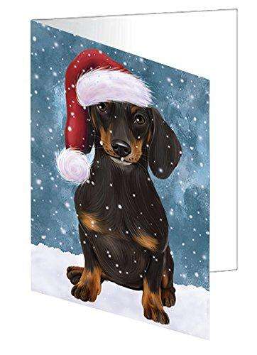Let It Snow Christmas Happy Holidays Dachshund Dog Handmade Artwork Assorted Pets Greeting Cards and Note Cards with Envelopes for All Occasions and Holiday Seasons GCD1450