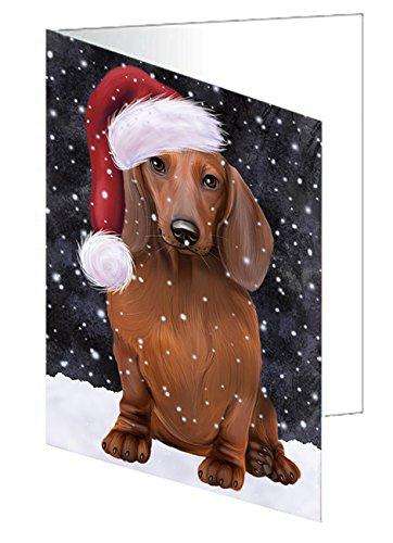 Let It Snow Christmas Happy Holidays Dachshund Dog Handmade Artwork Assorted Pets Greeting Cards and Note Cards with Envelopes for All Occasions and Holiday Seasons GCD740