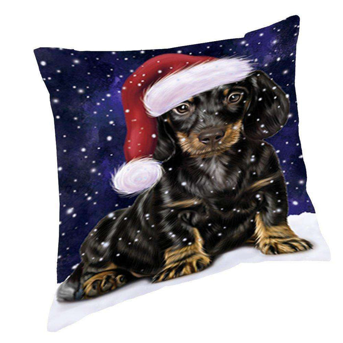 Let It Snow Christmas Happy Holidays Dachshund Dog Throw Pillow PIL956