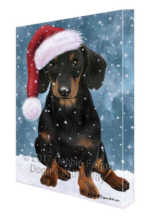 Let It Snow Christmas Happy Holidays Dachshund Print on Canvas Wall Art CVS243