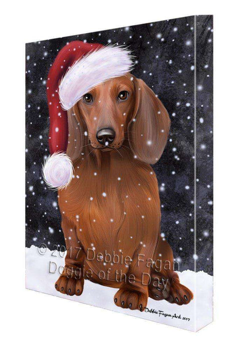 Let It Snow Christmas Happy Holidays Dachshund Print on Canvas Wall Art CVS252